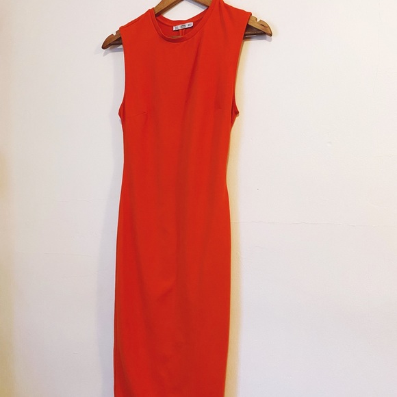 Zara Dresses & Skirts - ❤️ ZARA SLEEVELESS MIDI RED BODYCON DRESS SIZE S ❤️